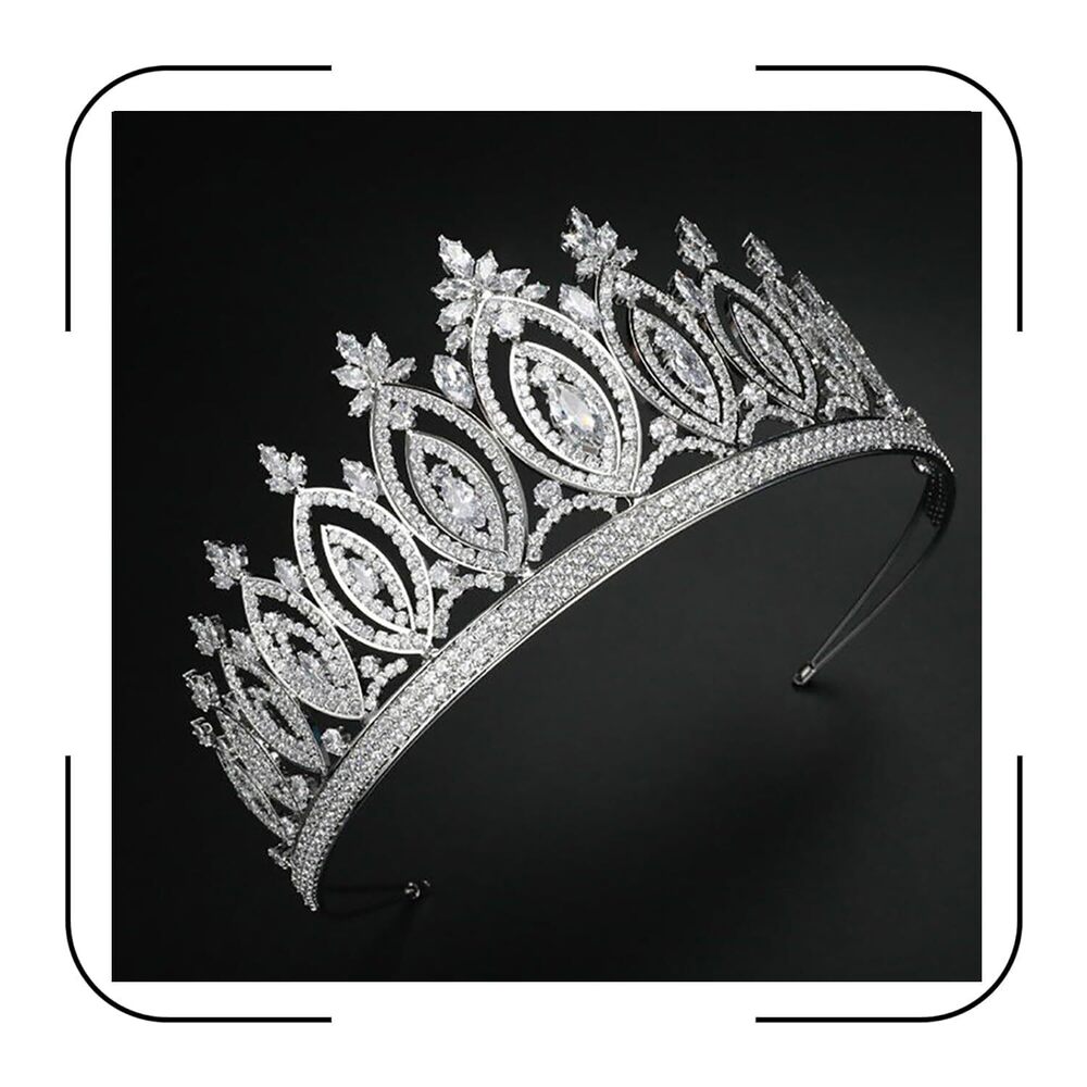 3288 Silver Tiara Crown - Pageant & Wedding Headpiece | 2.76" Regal Zircon